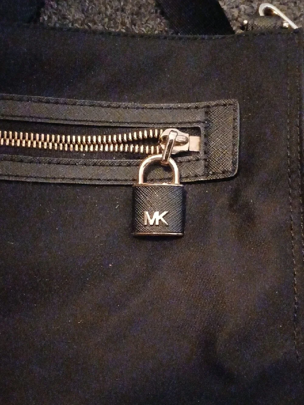 Michael Kors Black Canvas Messenger Bag with Silver Padlock